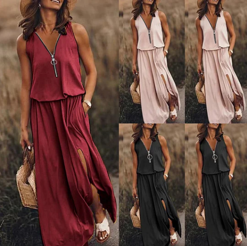 💕💥Simple dress with zip and slit