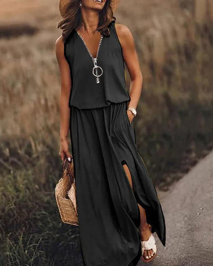 💕💥Simple dress with zip and slit