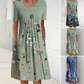 💕💥Women’s Floral Crew Neck Knee-Length Dress