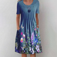 💕💥Women’s Floral Crew Neck Knee-Length Dress