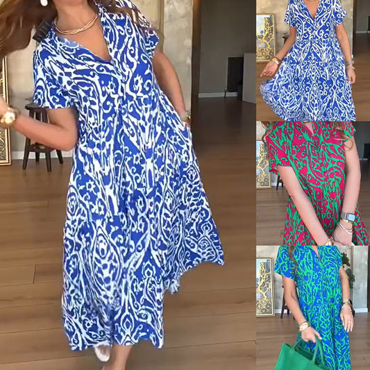 🔥HEISSER VERKAUF 58% RABATT🔥Lässiges Damenkleid mit Print und A-Linien-Schnitt