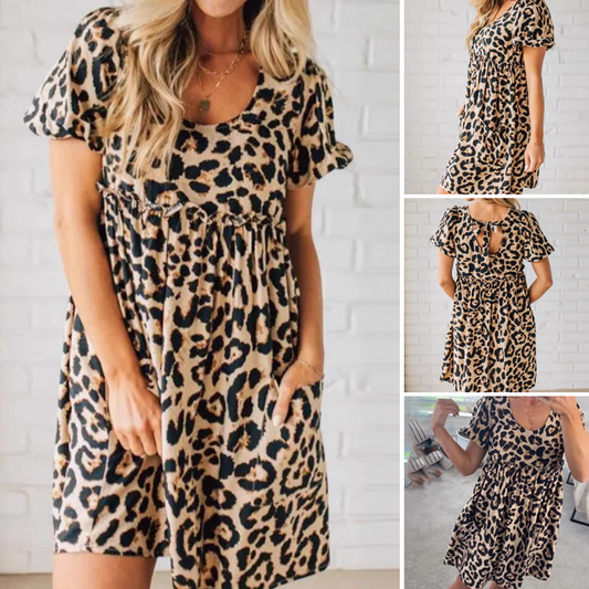 Women's Casual Leopard Print Mini Dress