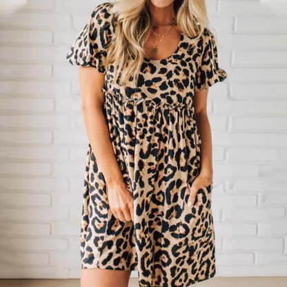 Women's Casual Leopard Print Mini Dress