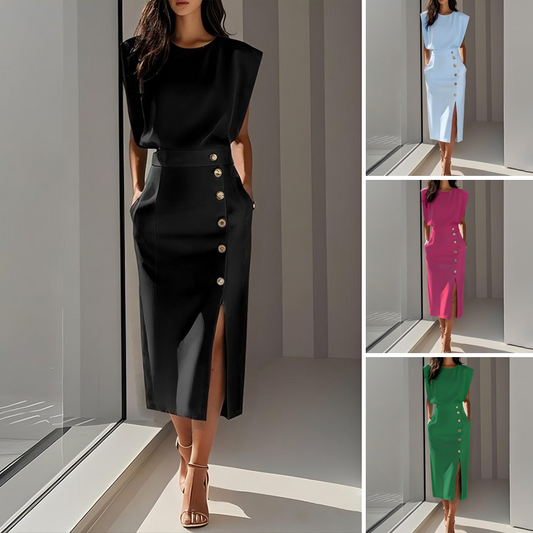 👑Elegantes Midikleid mit Schlitz für Damen