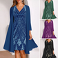 Damen-Set: Kleid mit V-Ausschnitt & transparenter langer Jacke