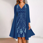 Damen-Set: Kleid mit V-Ausschnitt & transparenter langer Jacke