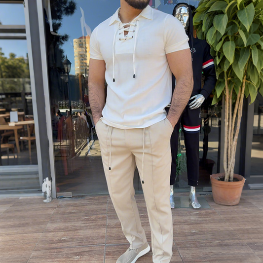 Men’s Short Sleeve Top Pants 2-Piece Set