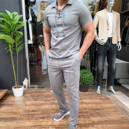 Men’s Short Sleeve Top Pants 2-Piece Set