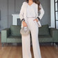 Bequemes Anzugset – Blazer mit Kontraststreifen und Hose mit weitem Bein❤️Kostenloser Versand