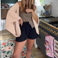 Damen lockerer Cardigan mit 3/4-Ärmeln und offener Vorderseite