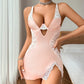 Sexy Lace Spaghetti Strap Dress Thong 2-Piece Set