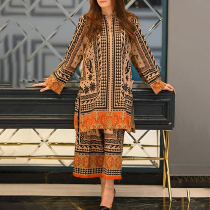 Women's Elegant Printed Two-Piece Set