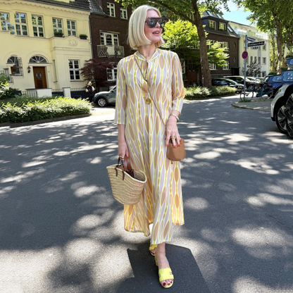 Women’s Elegant Printed 3/4 Sleeve Long Dress