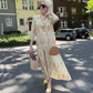 Women’s Elegant Printed 3/4 Sleeve Long Dress