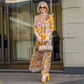 Women’s Elegant Printed 3/4 Sleeve Long Dress